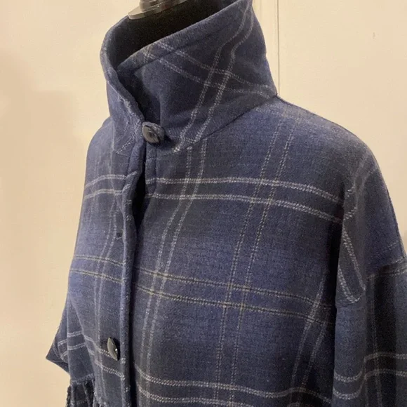 Collections Internationale Fringed women’s Blue Plaid Blazer/Jacket Size Large - Picture 5 of 17